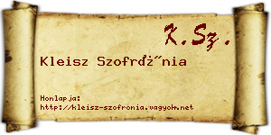 Kleisz Szofrónia névjegykártya